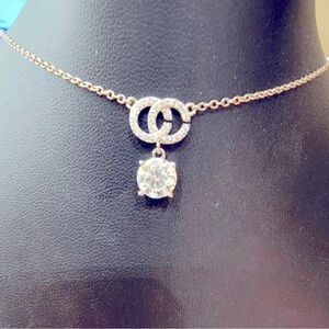 1ct moissanite necklace s925 sterling silver platinum finish 16inch